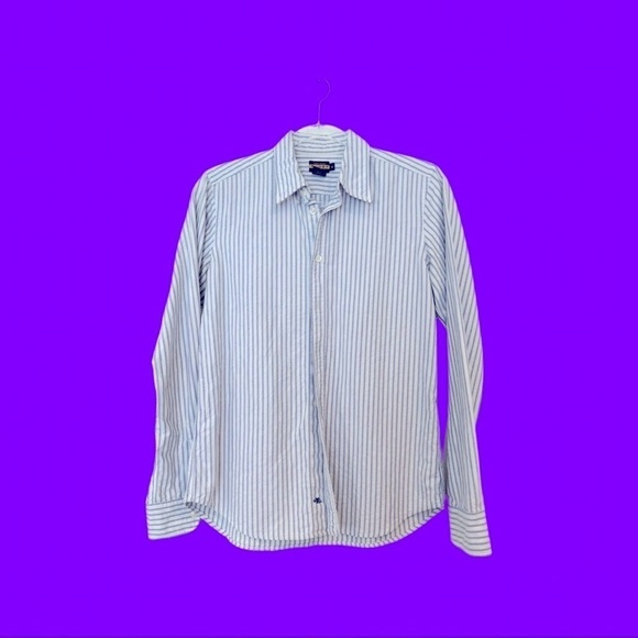𝅺RUGBY Ralph Lauren 6 Medium Small polo shirt button collar top blouse stripe - Picture 6 of 6